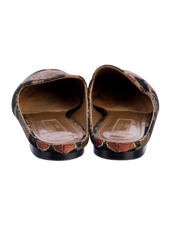 Aquazzura Floral Print Embroidered Accent Mules