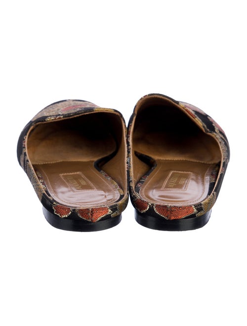 Aquazzura Floral Print Embroidered Accent Mules