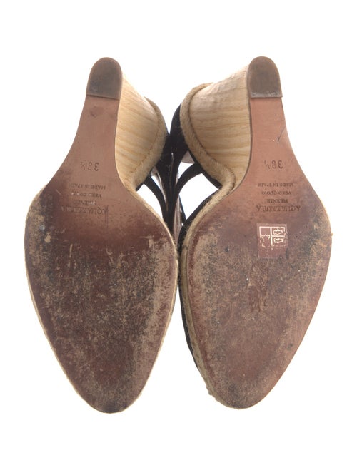 Aquazzura Suede Colorblock Pattern T-Strap Pumps