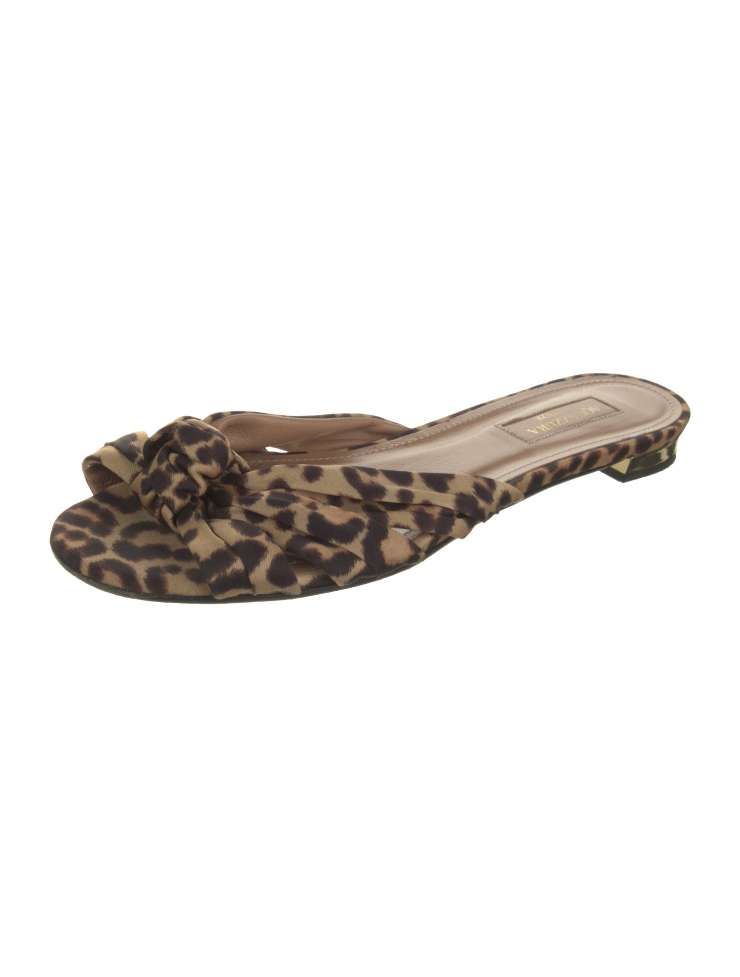 Aquazzura Satin Animal Print Slides
