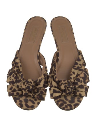Aquazzura Satin Animal Print Slides