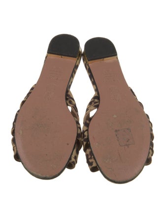 Aquazzura Satin Animal Print Slides