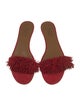 Aquazzura Suede Fringe Trim Accent Slides