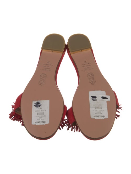 Aquazzura Suede Fringe Trim Accent Slides