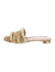 Aquazzura Straw Pom-Pom Embellishments Slides