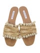 Aquazzura Straw Pom-Pom Embellishments Slides