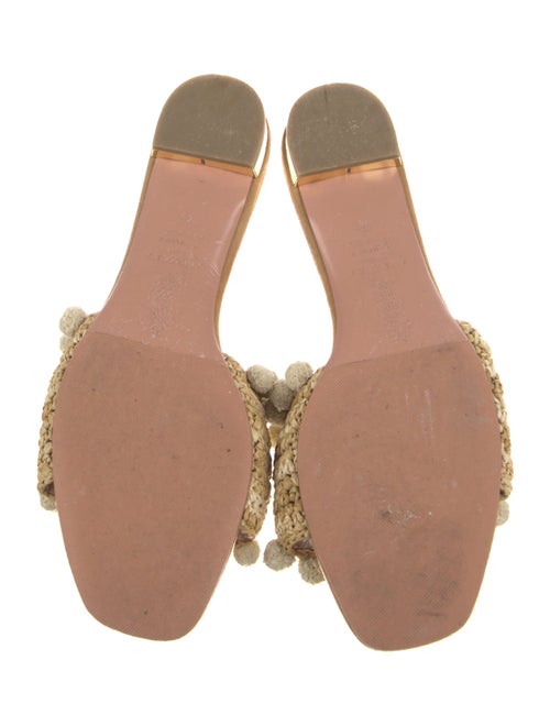 Aquazzura Straw Pom-Pom Embellishments Slides
