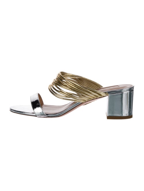 Aquazzura Patent Leather Colorblock Pattern Slides