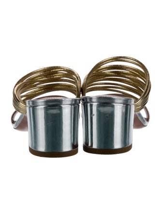 Aquazzura Patent Leather Colorblock Pattern Slides