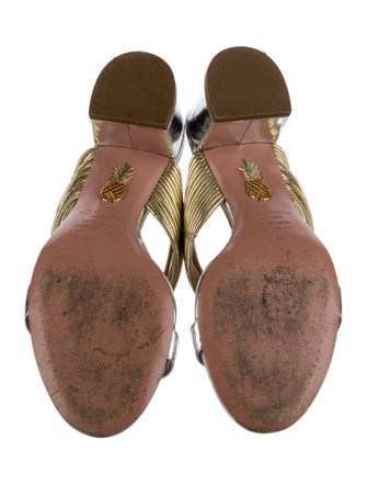 Aquazzura Patent Leather Colorblock Pattern Slides