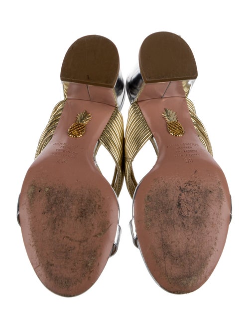 Aquazzura Patent Leather Colorblock Pattern Slides