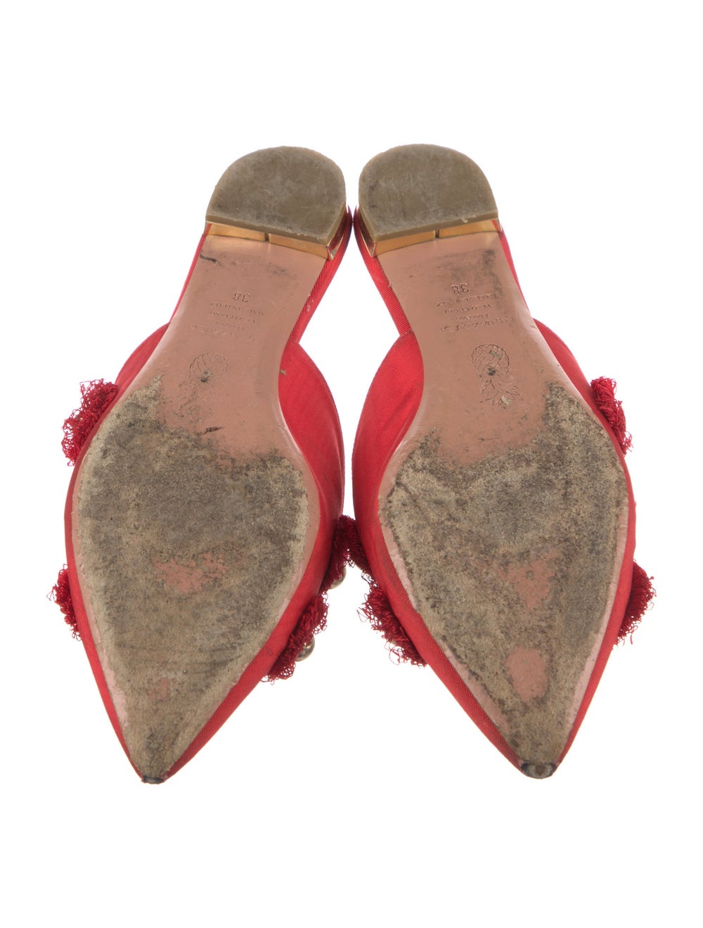 Aquazzura Mules Red Pointed-Toes with Studded Acc… - image 5