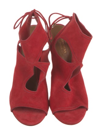 Aquazzura Suede Cutout Accent Pumps