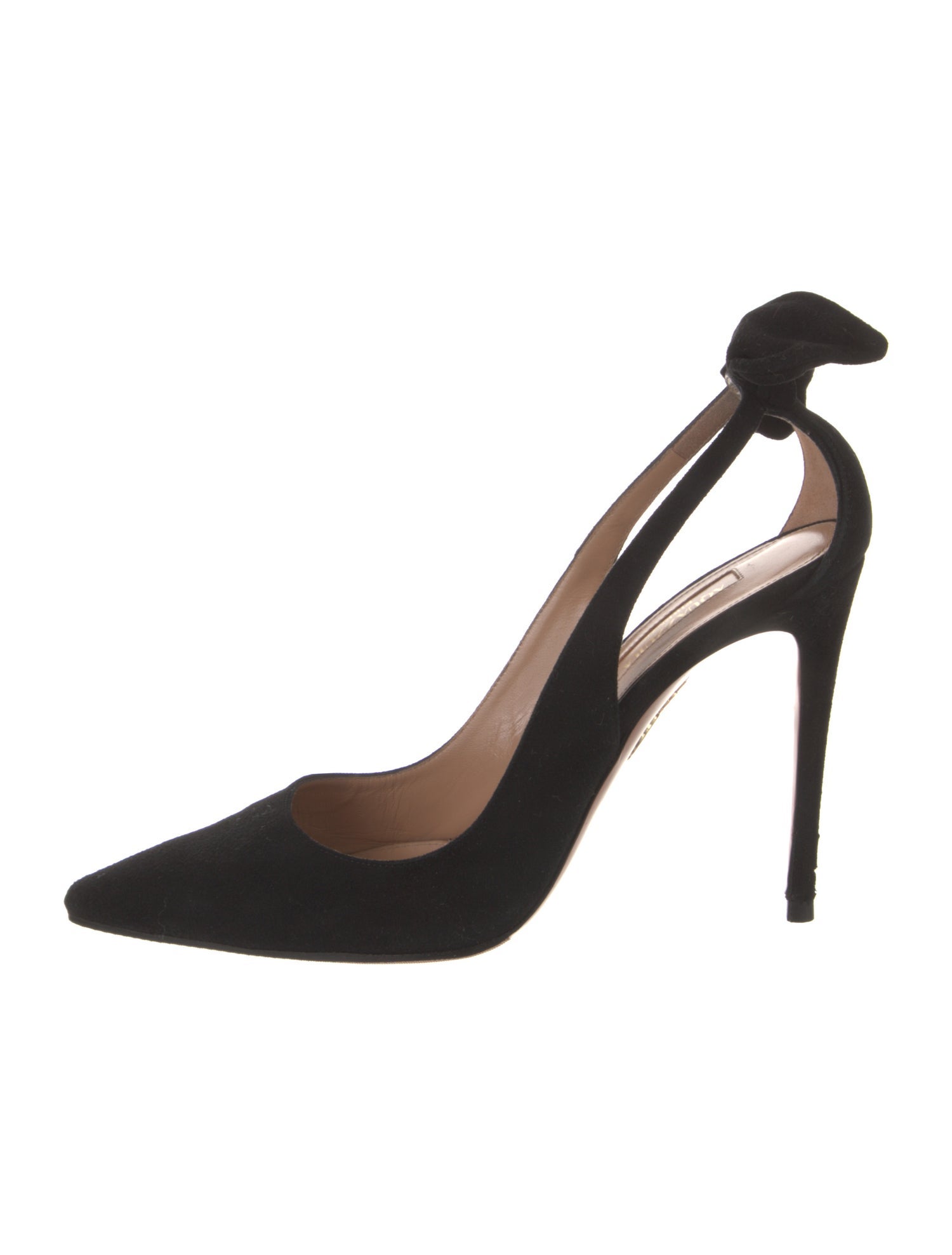 Aquazzura Suede Bow Accents Slingback Pumps