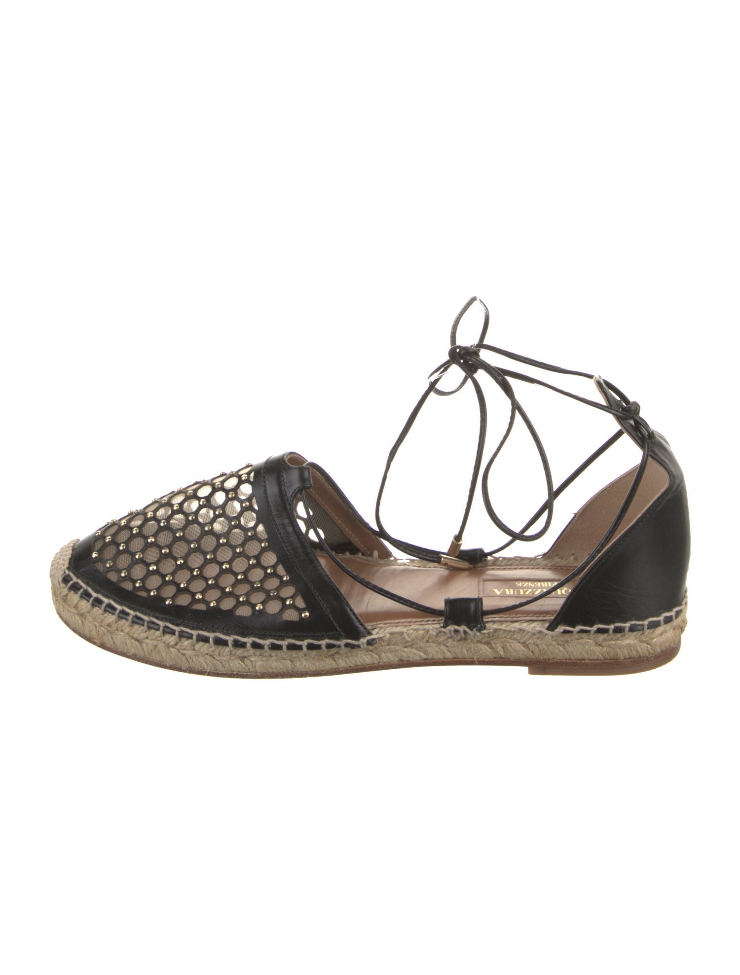 Aquazzura Leather Mesh Accents Espadrilles