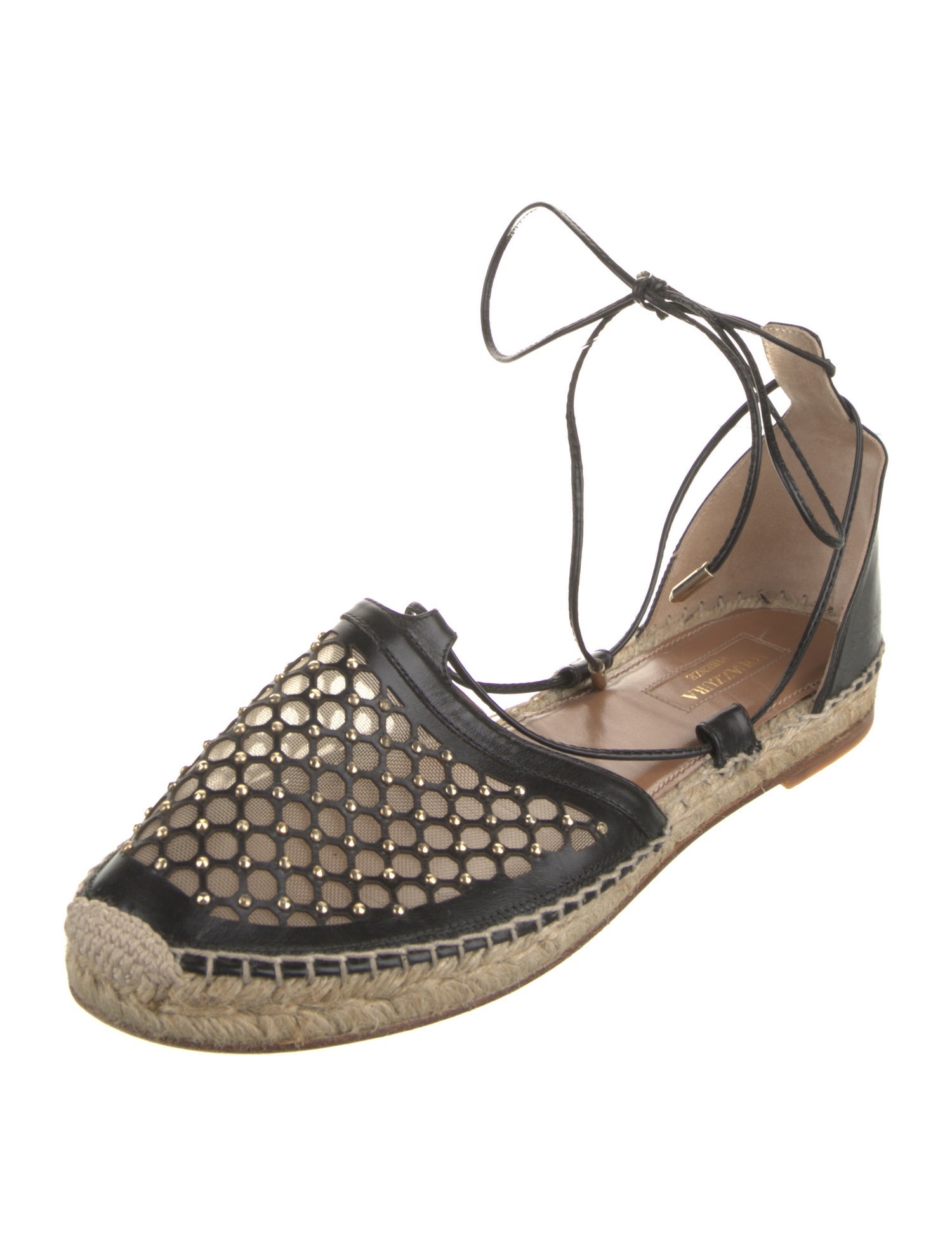 Aquazzura Leather Mesh Accents Espadrilles