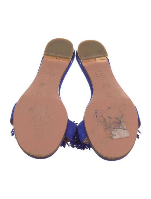 Aquazzura Suede Fringe Trim Accent Slides