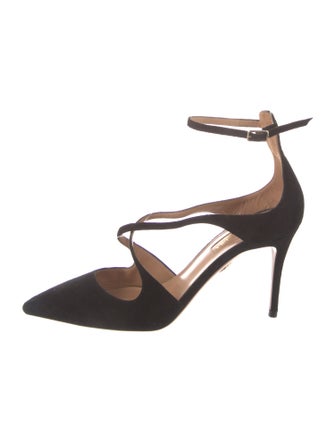 Aquazzura Suede T-Strap Pumps