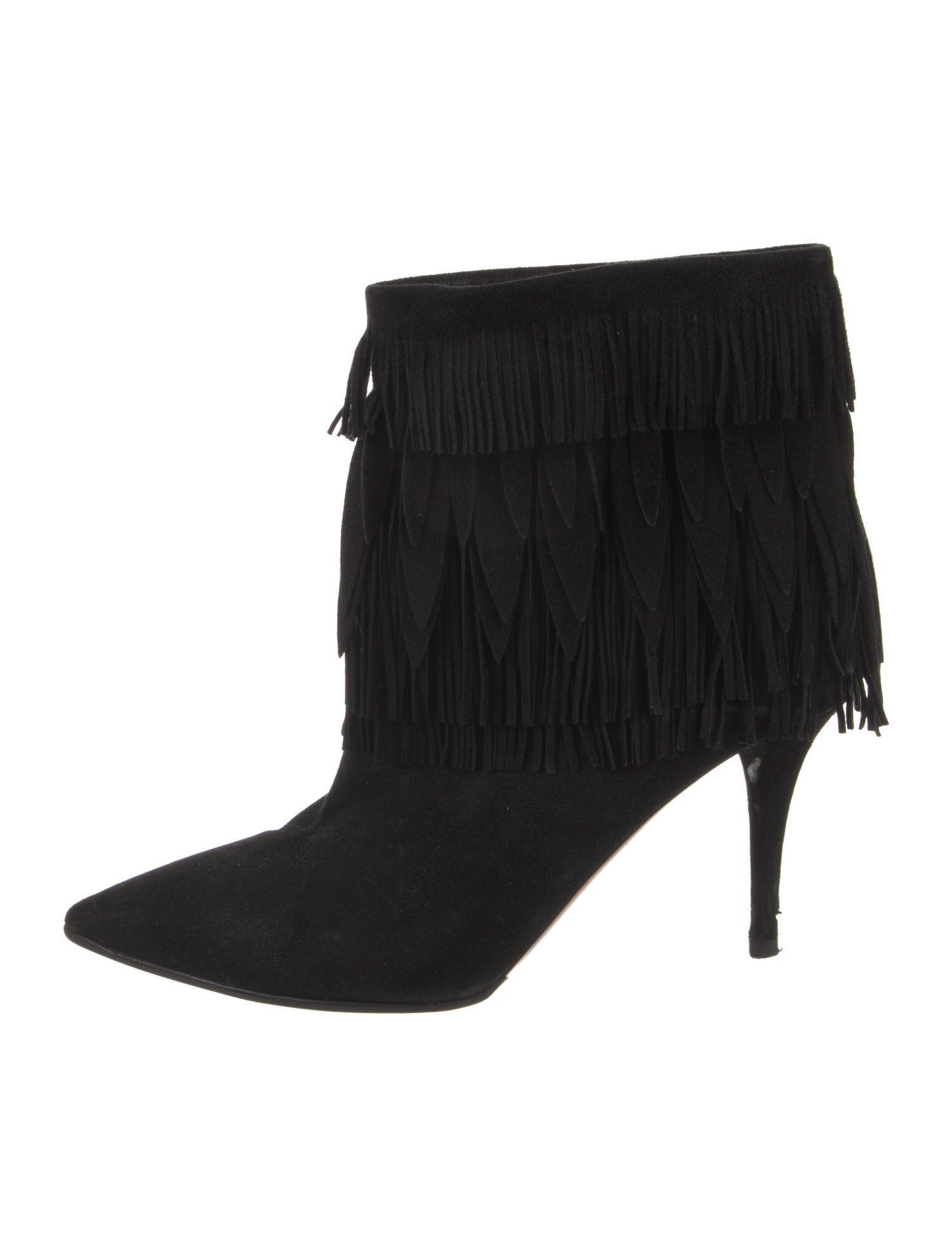 Aquazzura Suede Fringe Trim Accent Boots