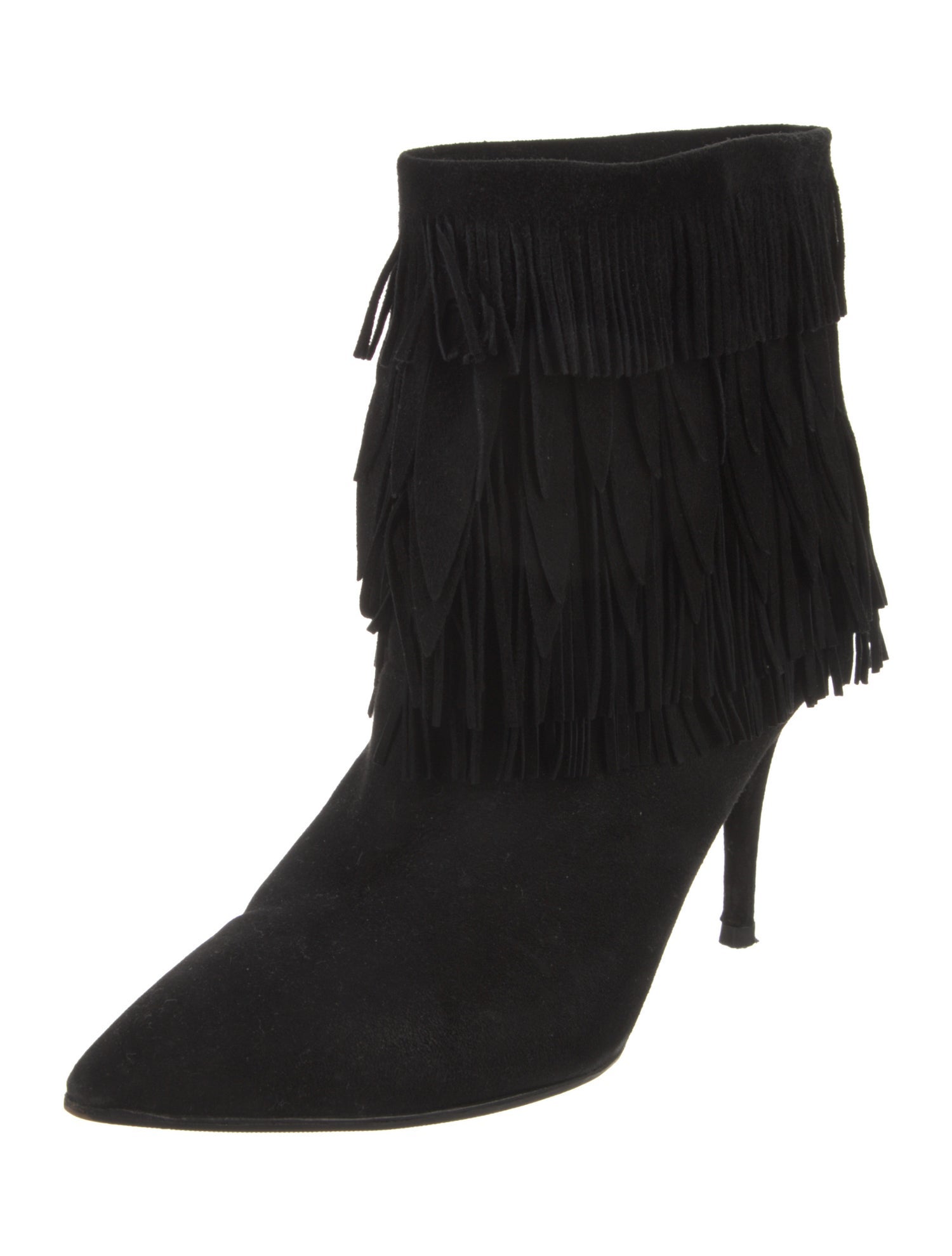 Aquazzura Suede Fringe Trim Accent Boots