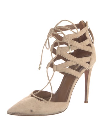 Aquazzura Suede T-Strap Pumps