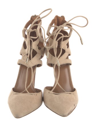 Aquazzura Suede T-Strap Pumps