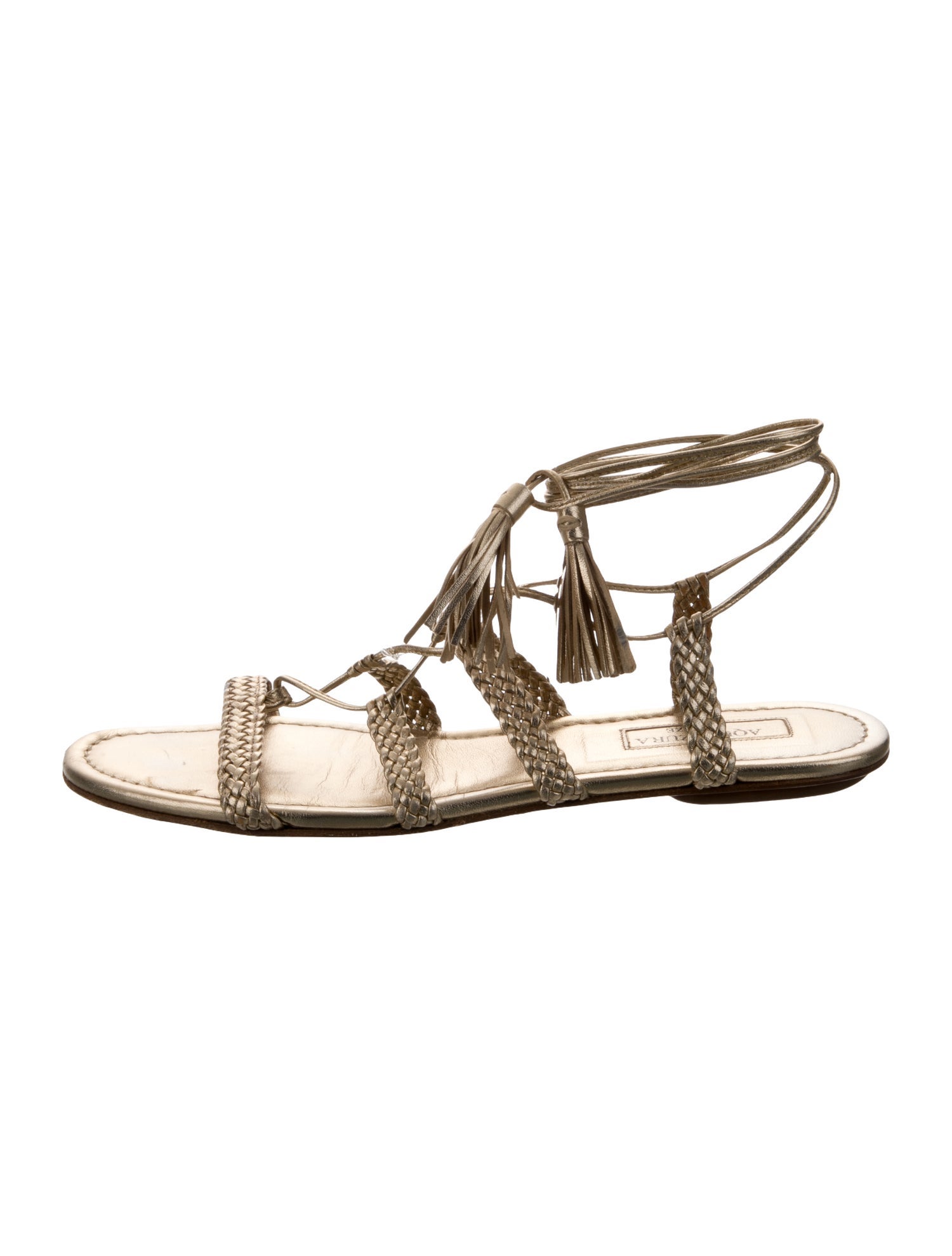 Aquazzura Leather Tassel Accents Gladiator Sandals