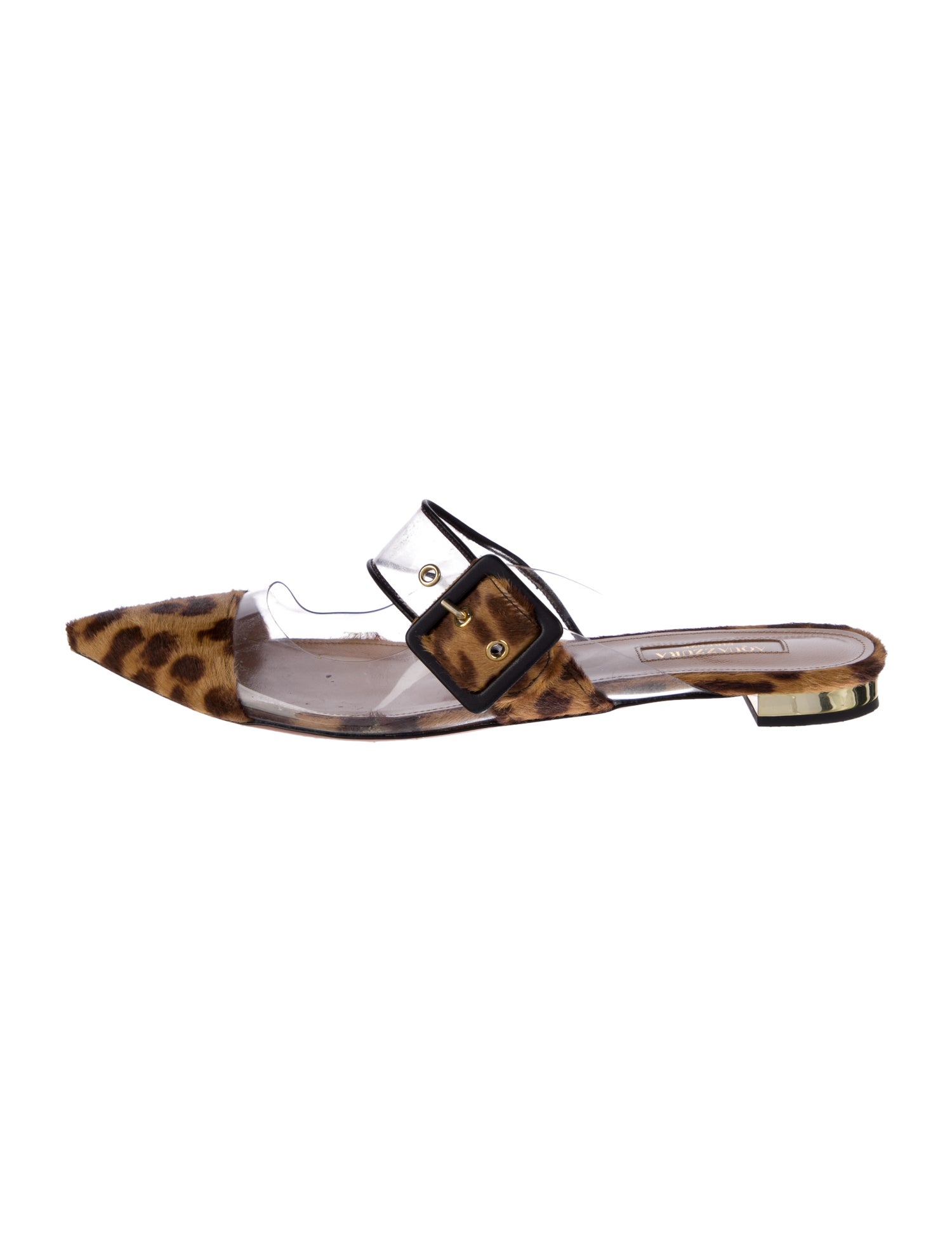 Aquazzura Ponyhair Animal Print Mules