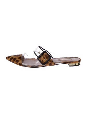 Aquazzura Ponyhair Animal Print Mules