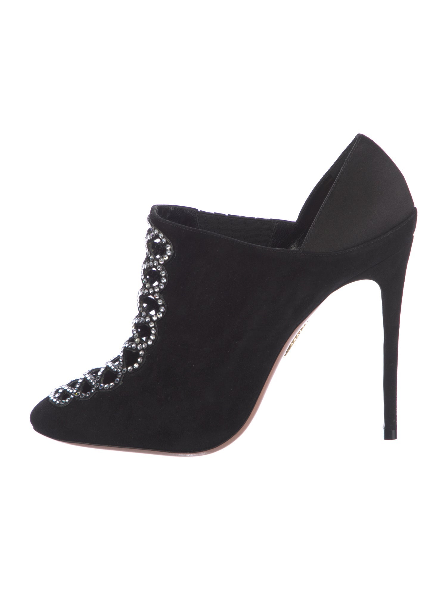 Aquazzura Suede Crystal Embellishments Mules