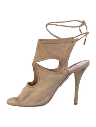 Aquazzura Suede Cutout Accent Sandals