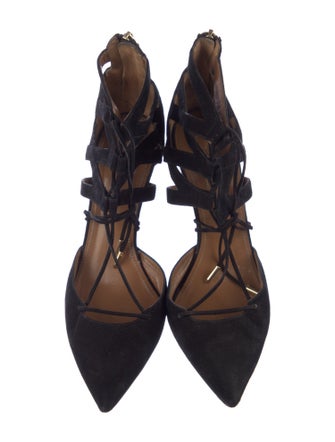 Aquazzura Suede T-Strap Pumps