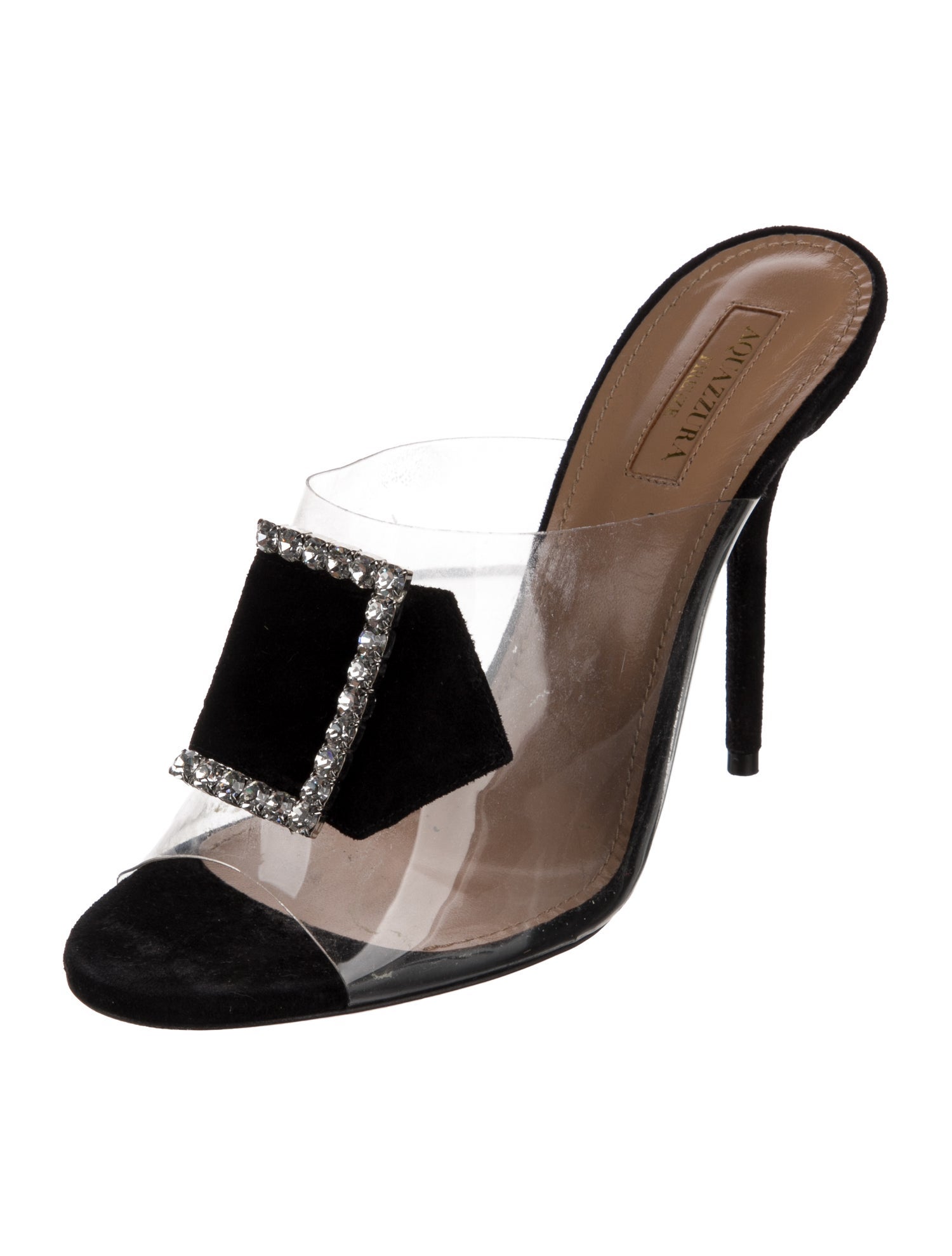 Aquazzura PVC Crystal Embellishments Slides