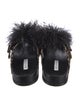Aquazzura Animal Print Feather Trim Slides