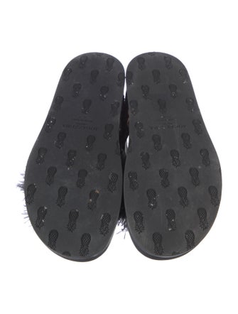 Aquazzura Animal Print Feather Trim Slides