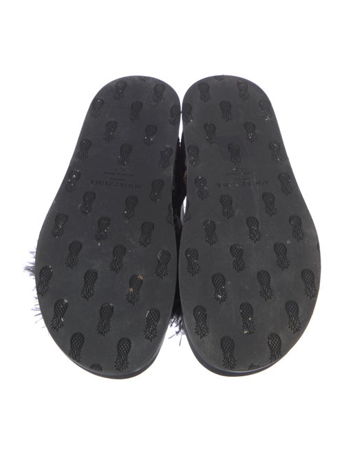 Aquazzura Animal Print Feather Trim Slides