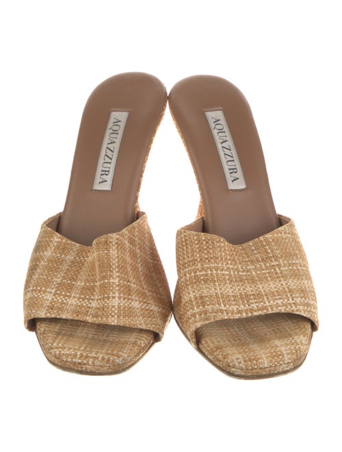 Aquazzura Straw Plaid Print Slides