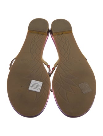 Aquazzura Leather Printed Flip Flops