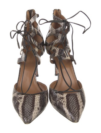 Aquazzura Embossed Leather Animal Print D'Orsay Pumps