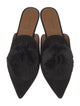 Aquazzura Suede Pom-Pom Embellishments Mules