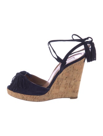 Aquazzura Suede Tassel Accents Espadrilles