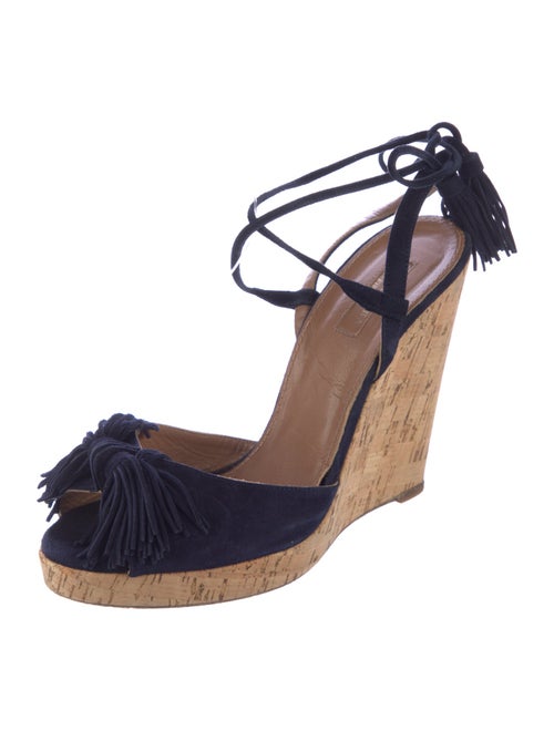 Aquazzura Suede Tassel Accents Espadrilles