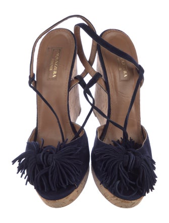 Aquazzura Suede Tassel Accents Espadrilles