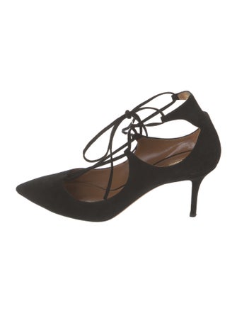 Aquazzura Suede T-Strap Pumps