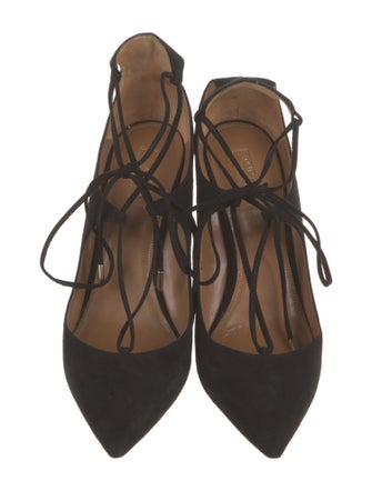 Aquazzura Suede T-Strap Pumps