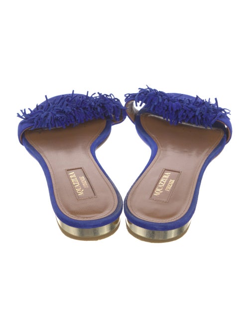 Aquazzura Suede Fringe Trim Accent Slides