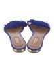 Aquazzura Suede Fringe Trim Accent Slides