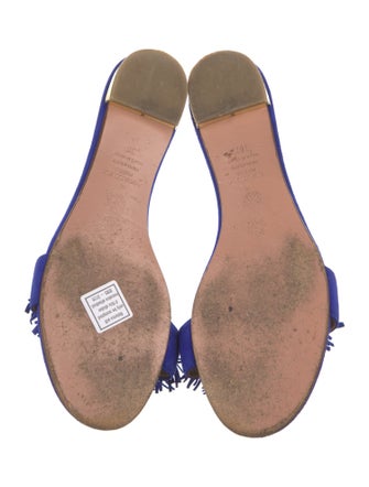Aquazzura Suede Fringe Trim Accent Slides