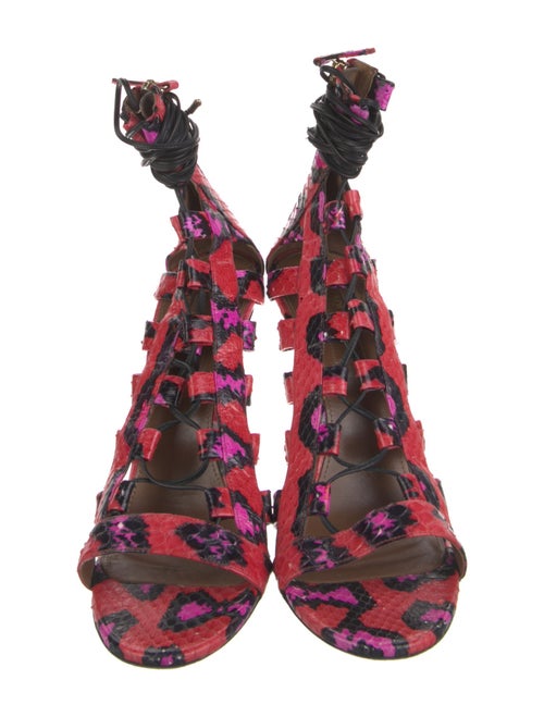 Aquazzura GG Embossed Embossed Leather Gladiator Sandals