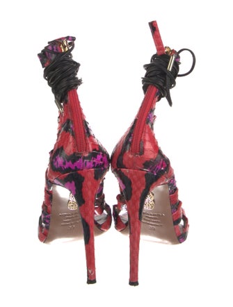 Aquazzura GG Embossed Embossed Leather Gladiator Sandals